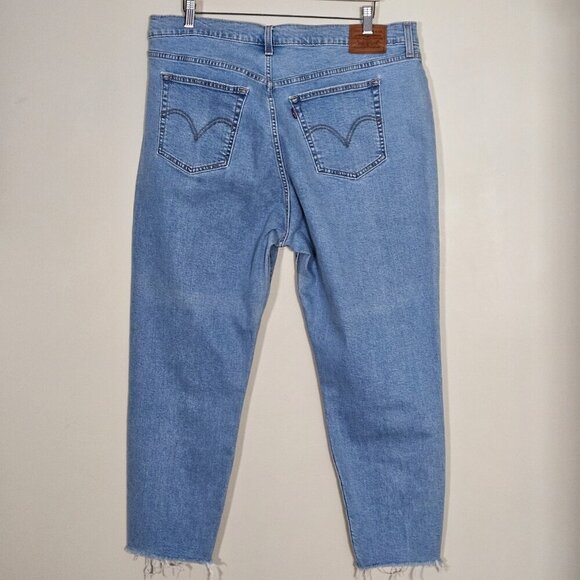 Levi's Jeans Womens 20W  Blue High Waist Tapered Cropped Raw Hem Wedgie Skinny - Picture 2 of 16